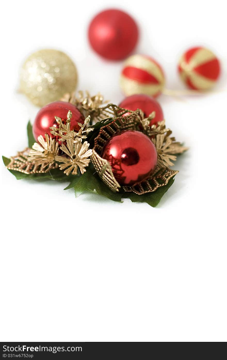 Christmas balls on a white background