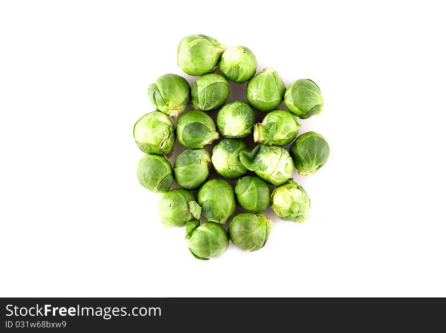 Brussel Sprouts isolated on a white background.