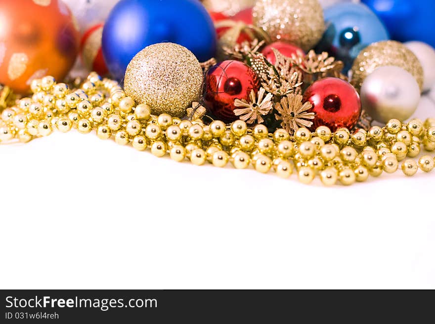 Christmas balls on a white background