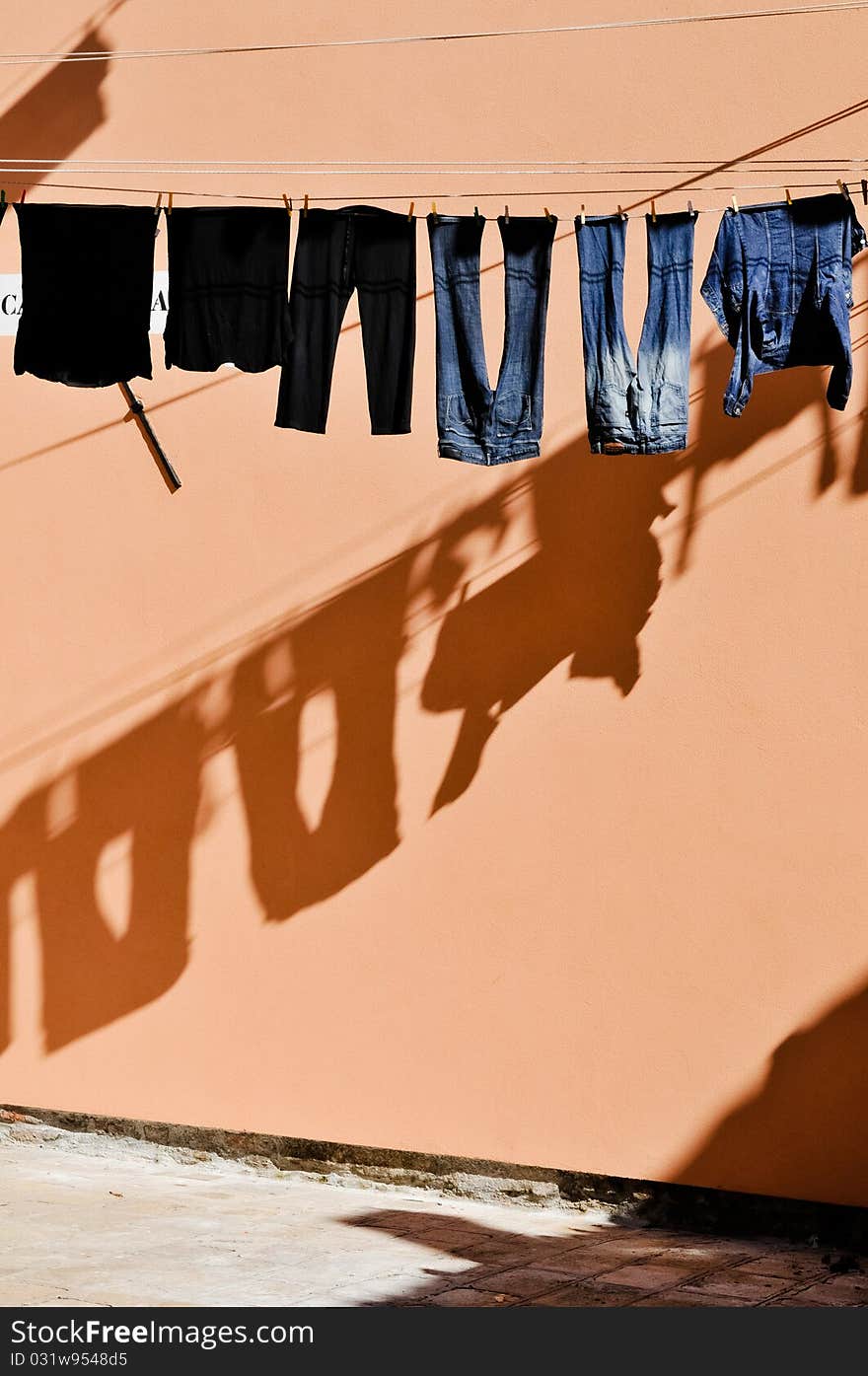 Shadows from the drying laundering. Shadows from the drying laundering