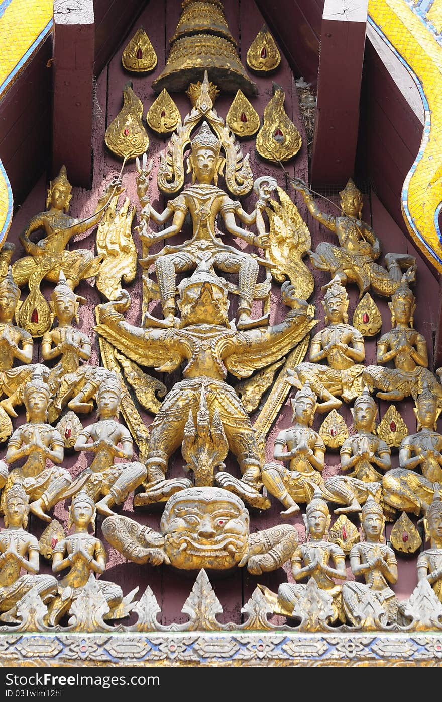 Carvings on the temple roof, thailand