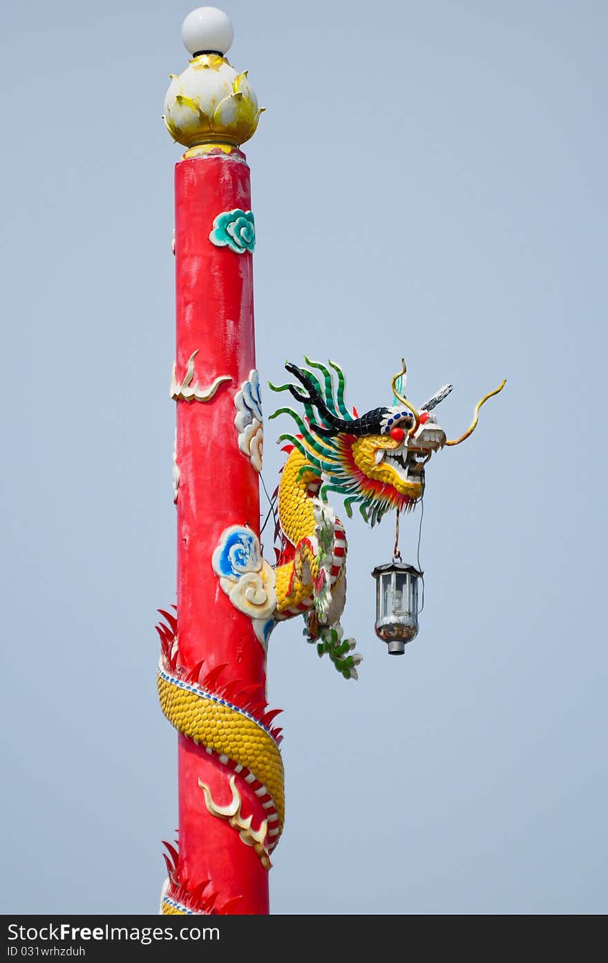 Image of dragon on red pole