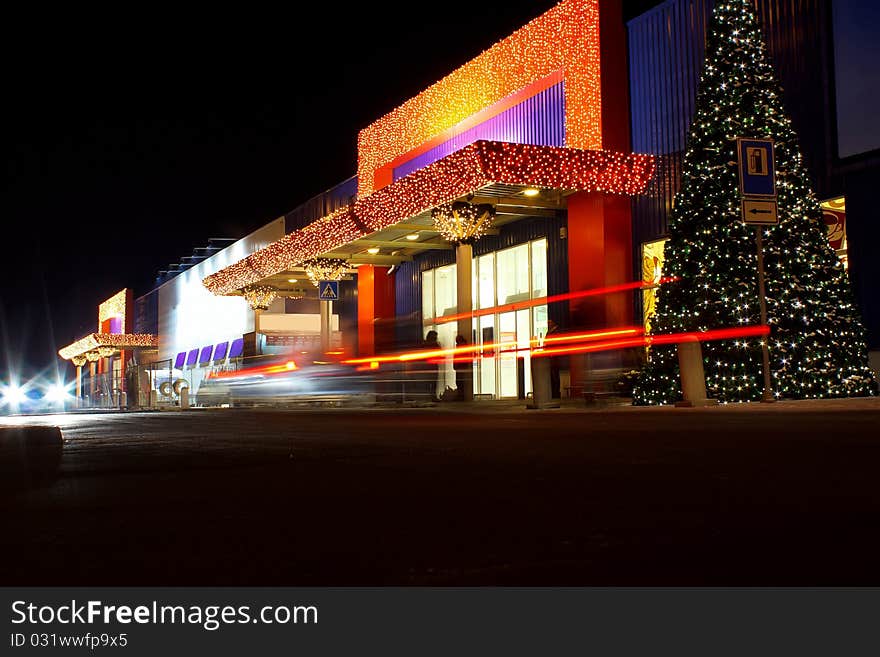 Christmas decorated shopping center, Jihlava Czech Republic