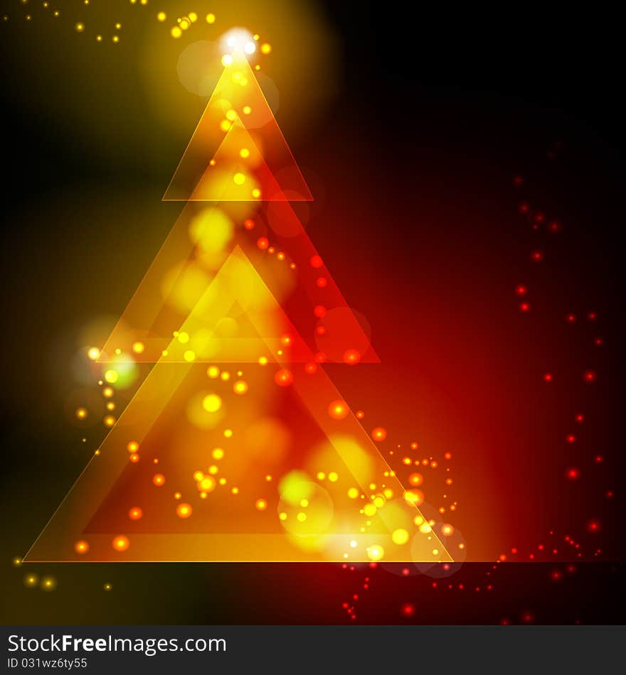 Christmas tree on red background