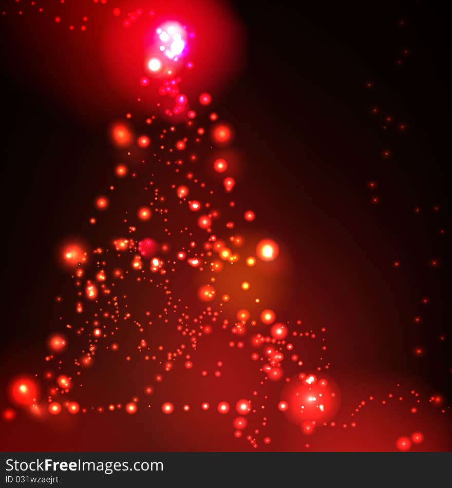 Christmas tree on red background