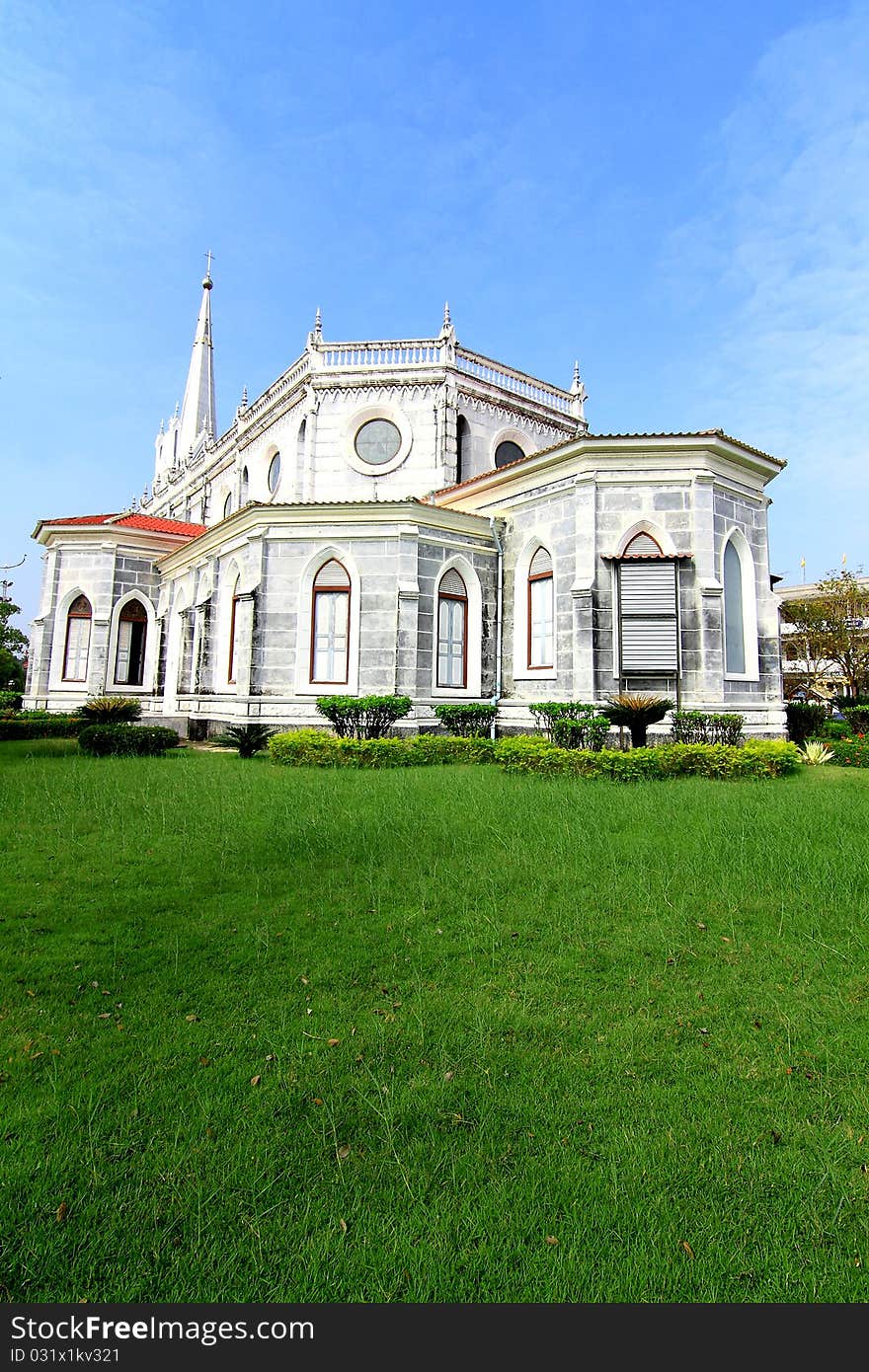 The building of the Orthodox Christian Church against the clear blue sky