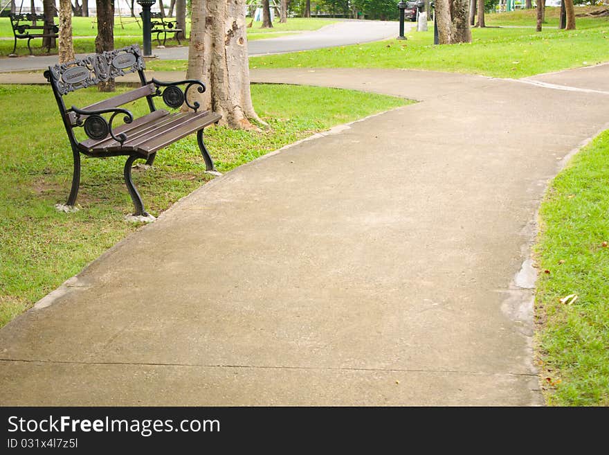 Bench in the park. Recreational area general nature.