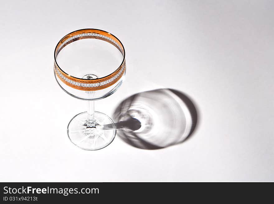 Glass for wine with a gold bandlet. Glass for wine with a gold bandlet