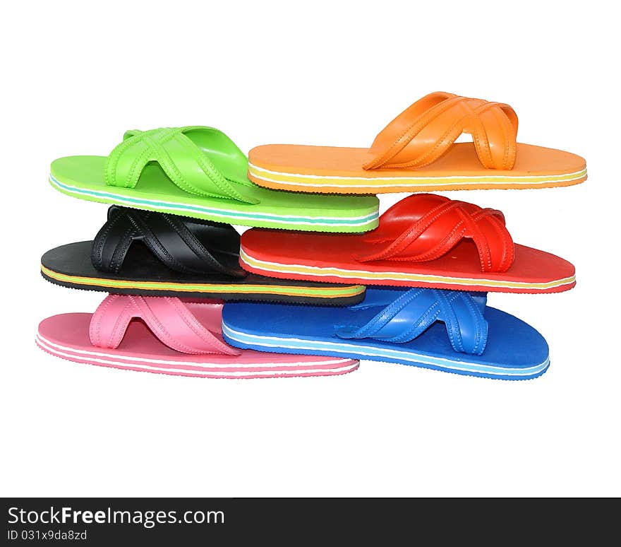 Side view of flip flops mix colour