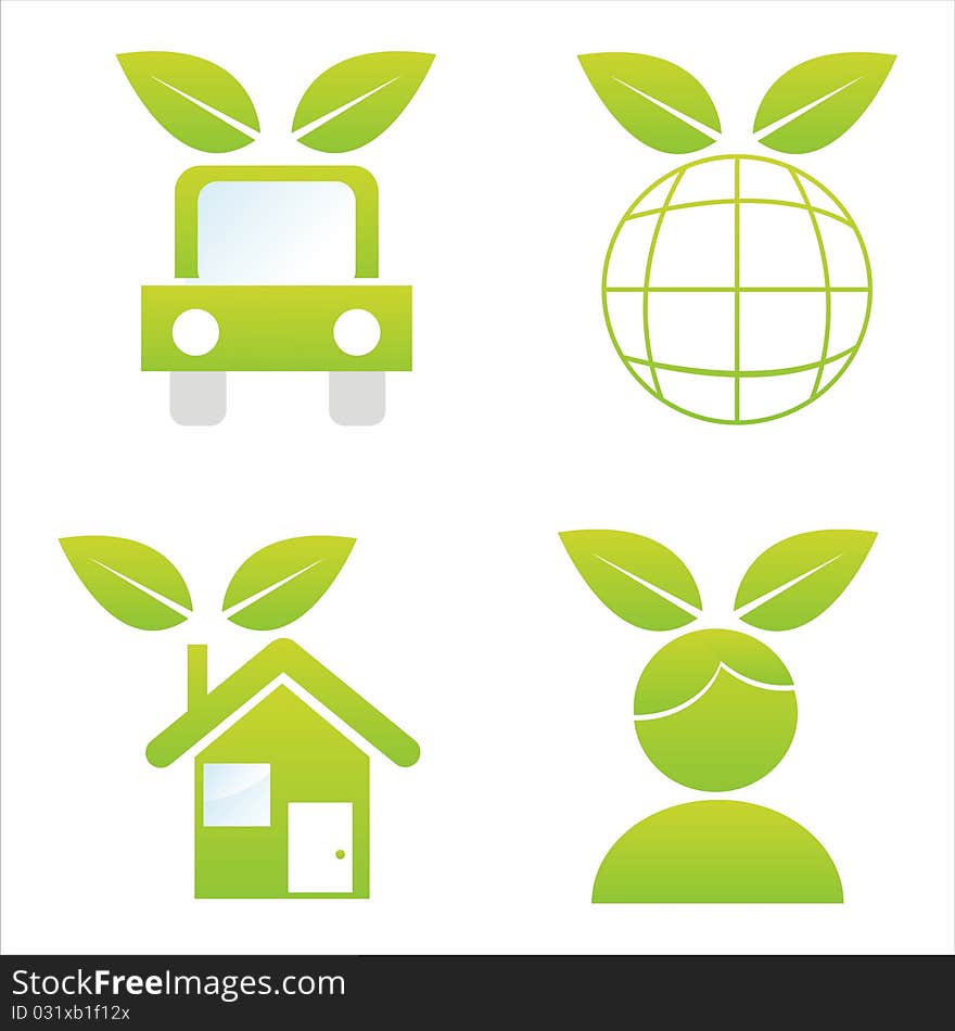 Set of 4 ecological icons