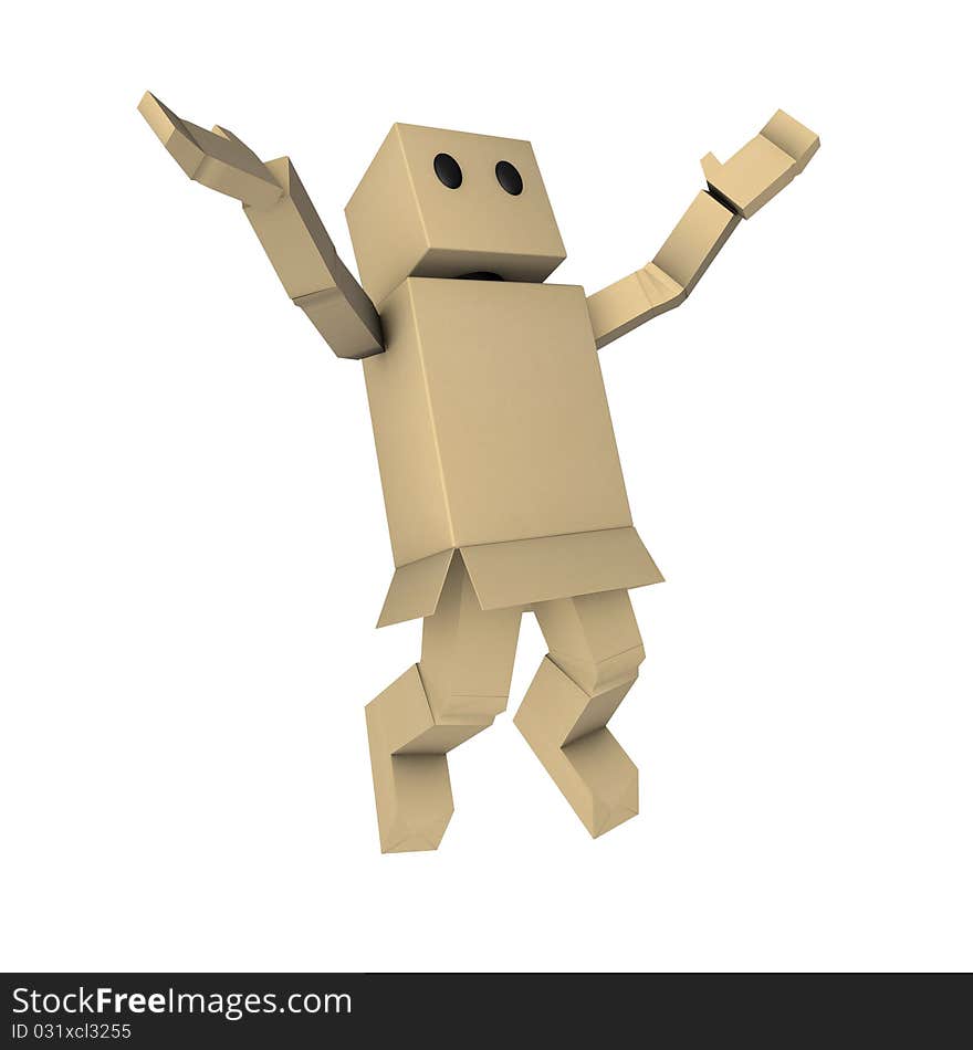 Paper man jump up with joy. Paper man jump up with joy