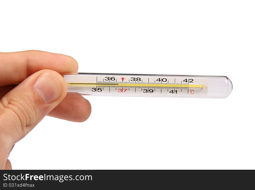 Hand holding thermometer