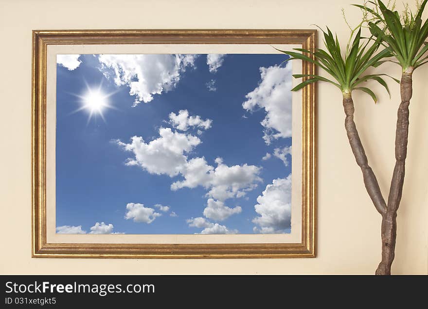 Isolate vintage photo frame with nature background