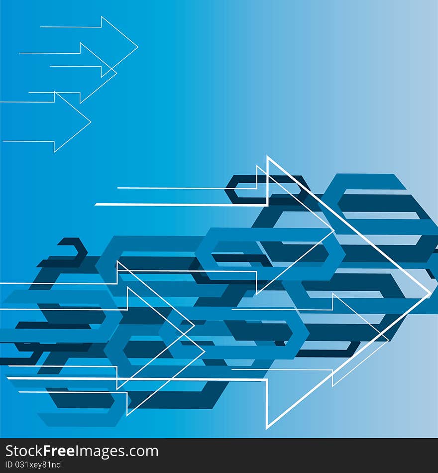 Abstract blue background with the arrows