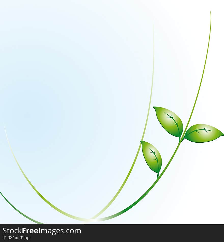 A branch with leaves on a green background