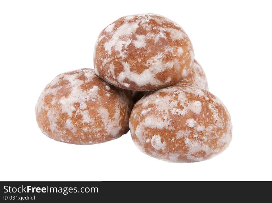 The glazed spice-cakes on a white background