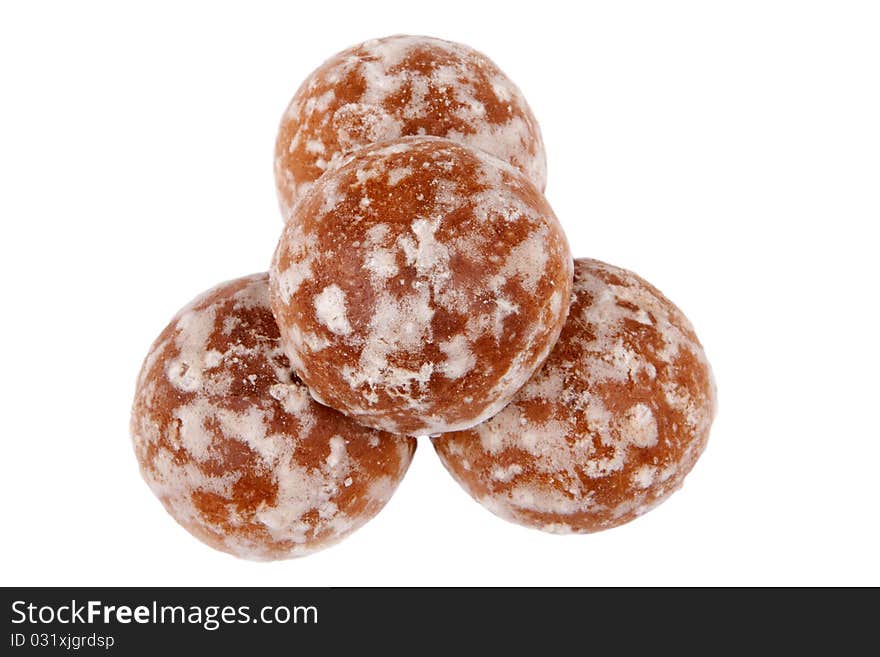 The glazed spice-cakes on a white background