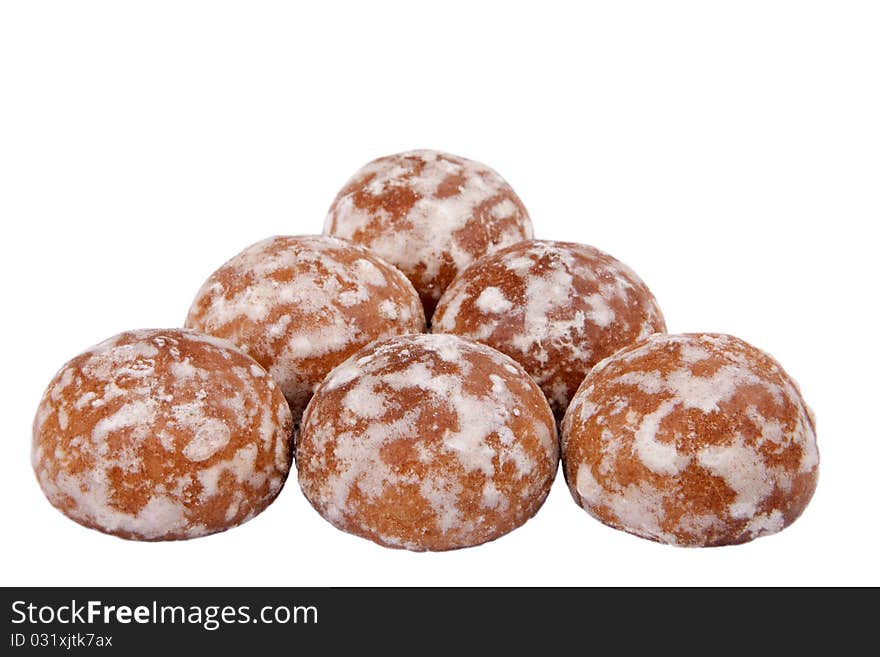 The glazed spice-cakes on a white background