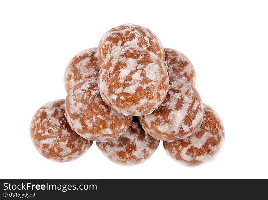 The glazed spice-cakes on a white background