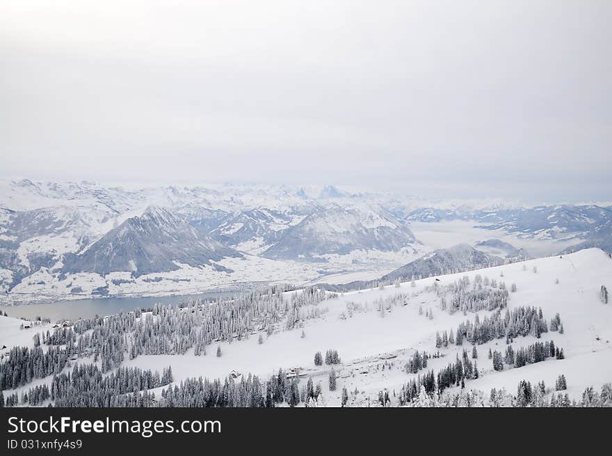 Winter view of Alp in Switzerland