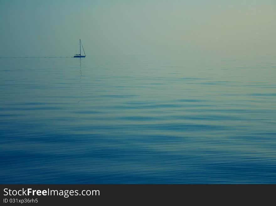 Sailing boat on the Black sea. Sailing boat on the Black sea