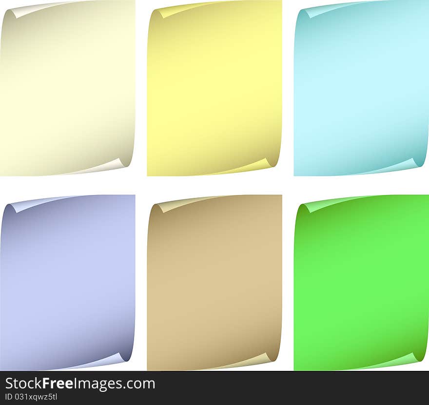 Collection color paper. Vector illustration.