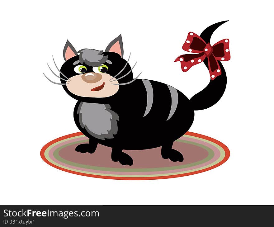 Black fat cat with bow. Black fat cat with bow