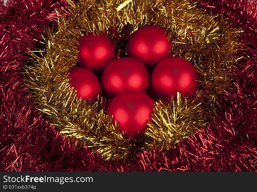 Set or red Christmas balls