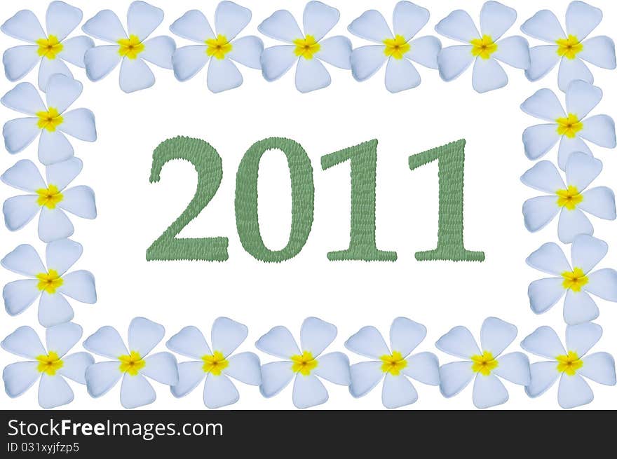 New year sign in flower frame. New year sign in flower frame