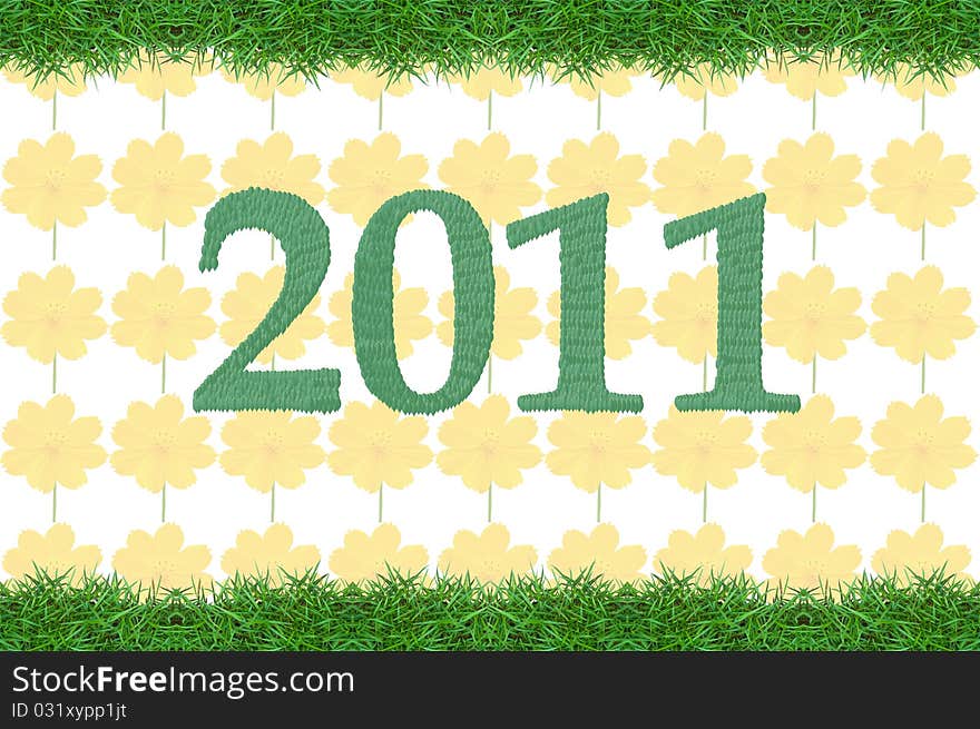 New year sign in flower frame. New year sign in flower frame