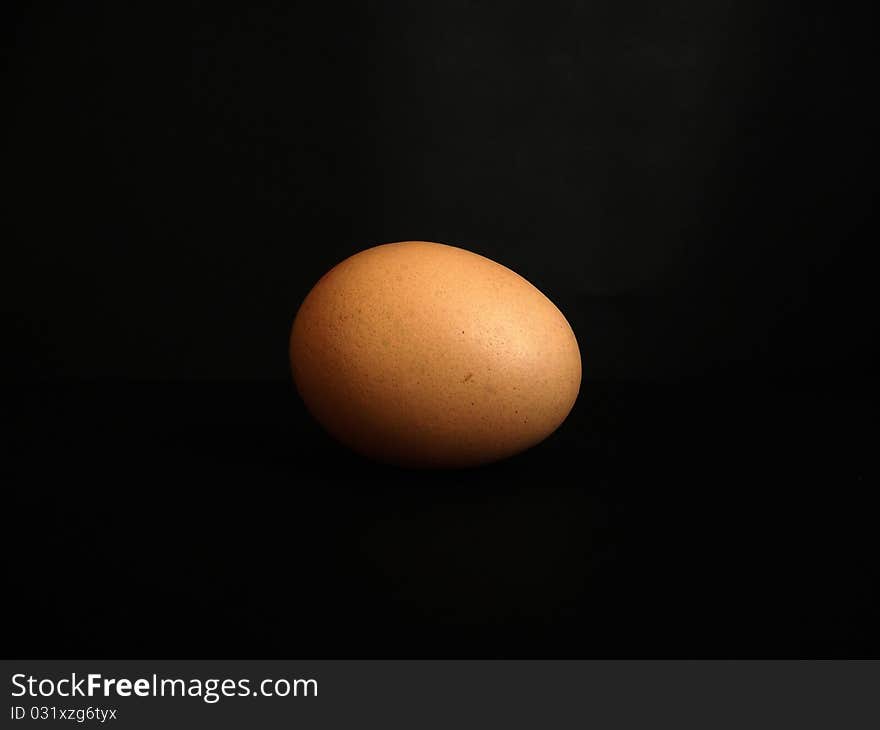 One egg on a black background