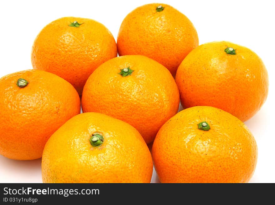 Group a tangerine lie it is isolated on a white background