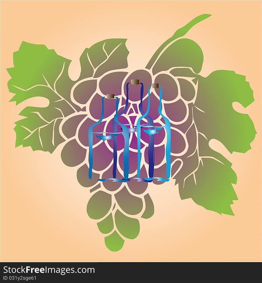 Wine dishes on the background of the grapes. Background in the form of bunches of grapes. Wine dishes on the background of the grapes. Background in the form of bunches of grapes.