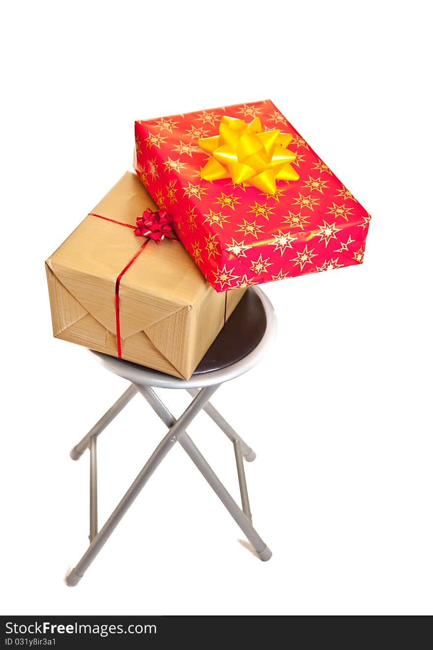 Christmas Gifts Boxes With Ribbons Isolated