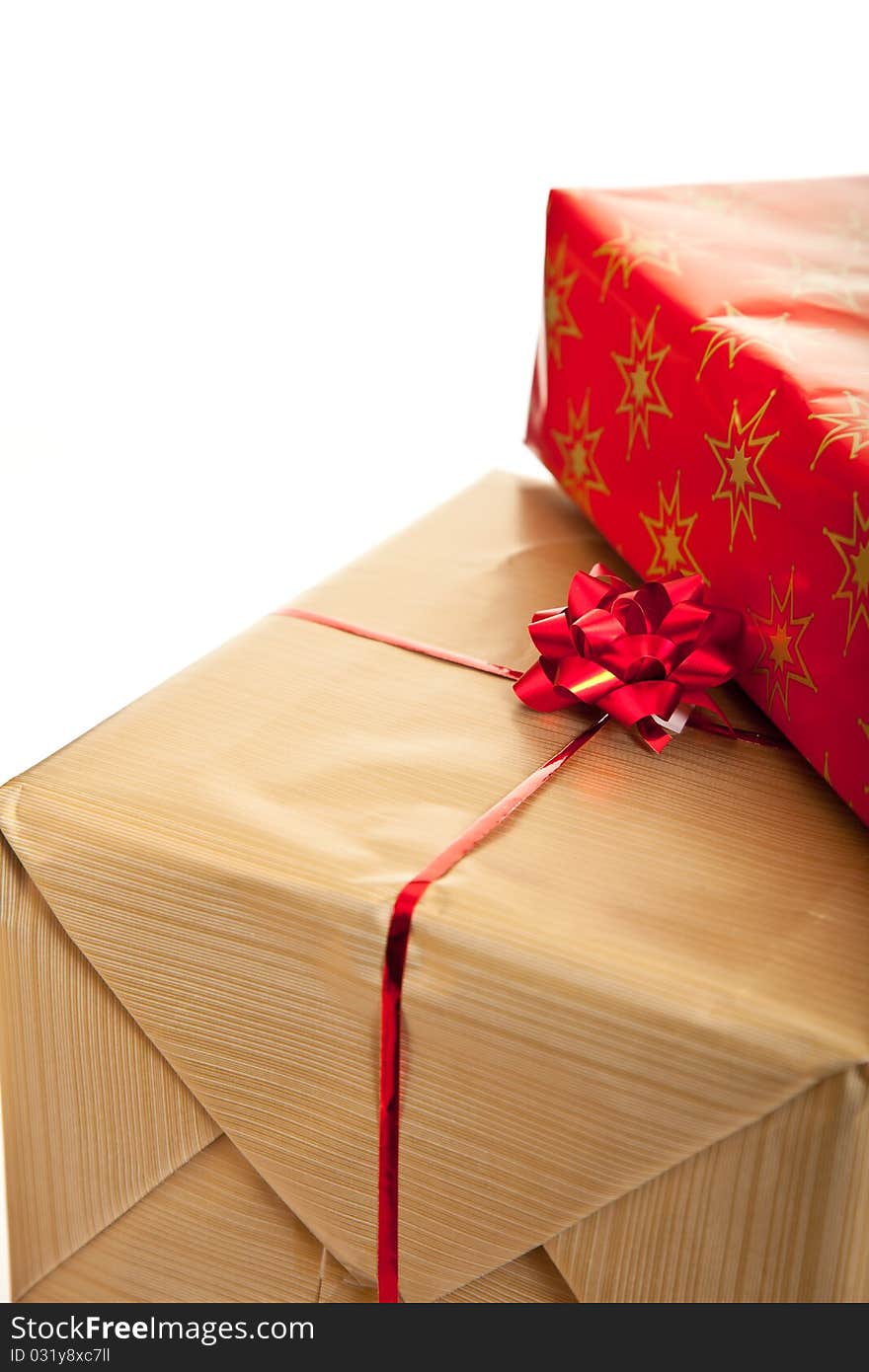 Christmas Gifts Boxes With Ribbons Isolated