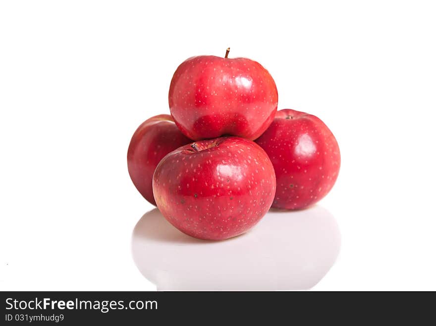 Fresh red juicy natural apples on white isolated background. Fresh red juicy natural apples on white isolated background