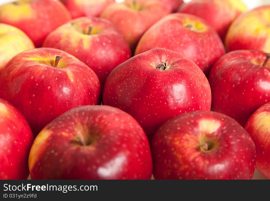 Fresh red juicy natural apples on white isolated background. Fresh red juicy natural apples on white isolated background