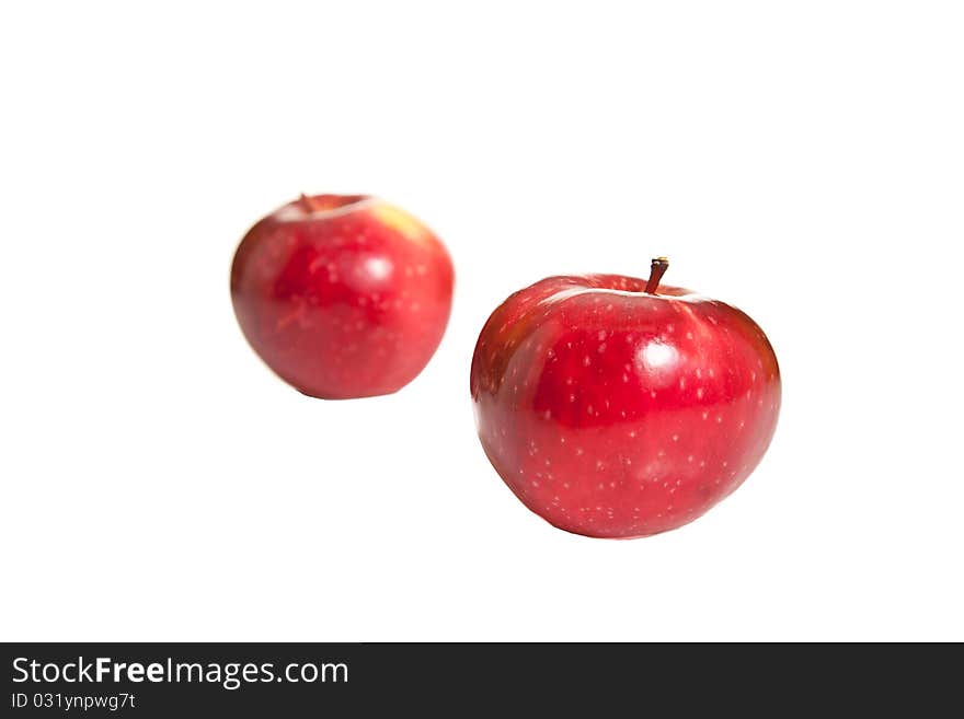 Fresh red juicy natural apples on white isolated background. Fresh red juicy natural apples on white isolated background