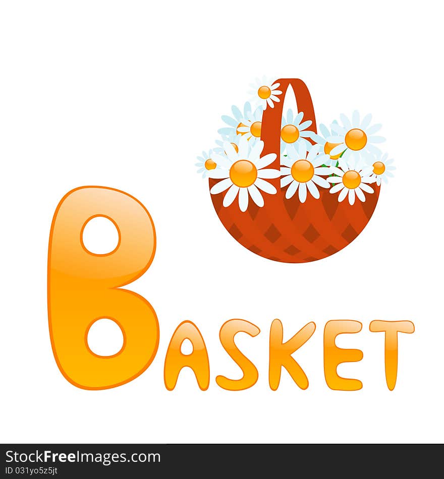 Funny alphabet for children. Basket - letter B. Funny alphabet for children. Basket - letter B.