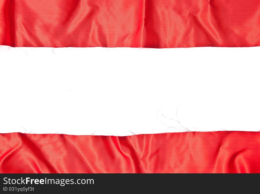 Shiny red textile background on white background