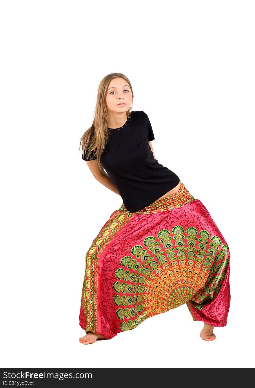 Girl in ethnic trousers