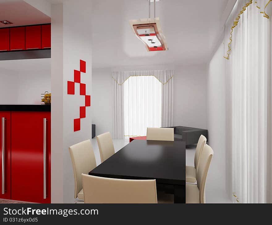 Interior of the modern room. High resolution image. 3d rendered illustration.