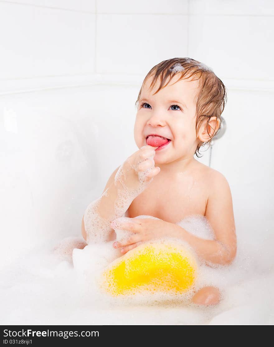 Little Boy Taking A Bath