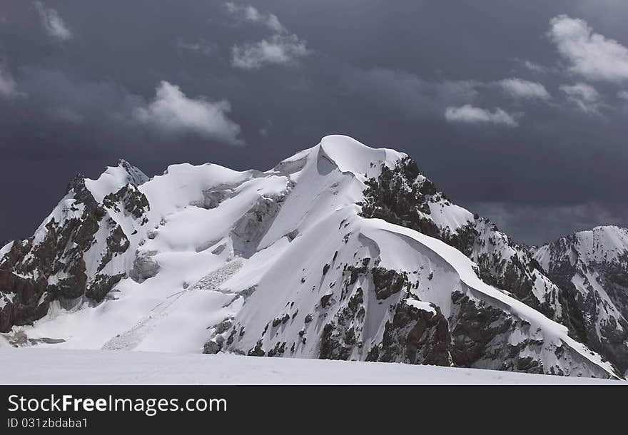 Mountain ridges and the glacier. Mountain ridges and the glacier