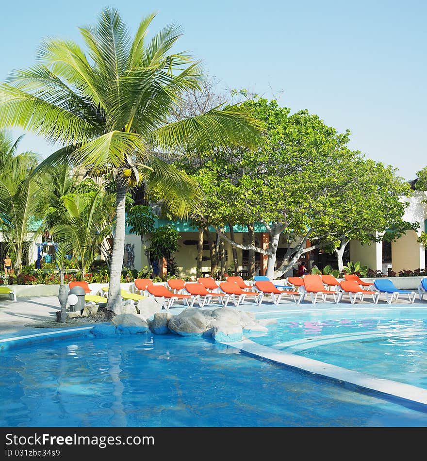 Hotel's swimming pool in Santa Lucia, Camaguey Province, Cuba
