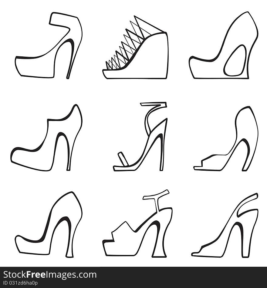 vector set of fashion woman shoes