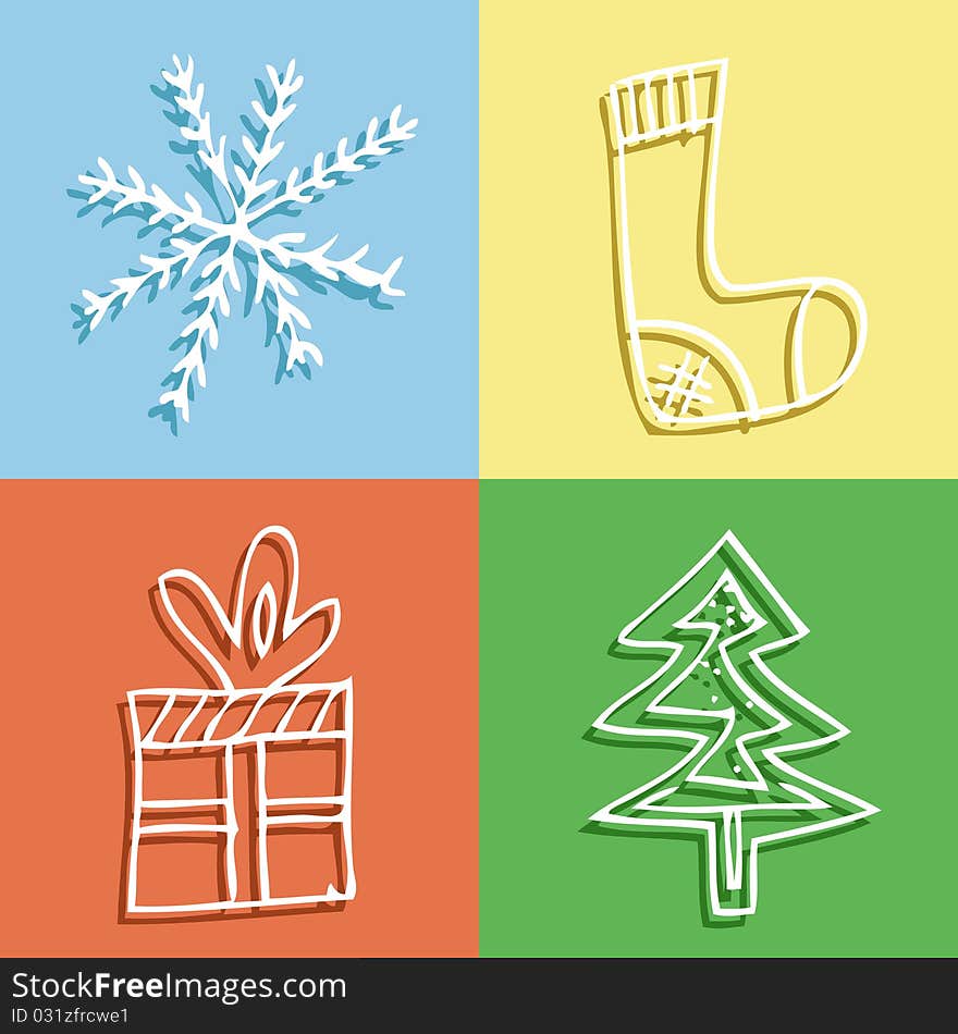 vector set of christmas icons