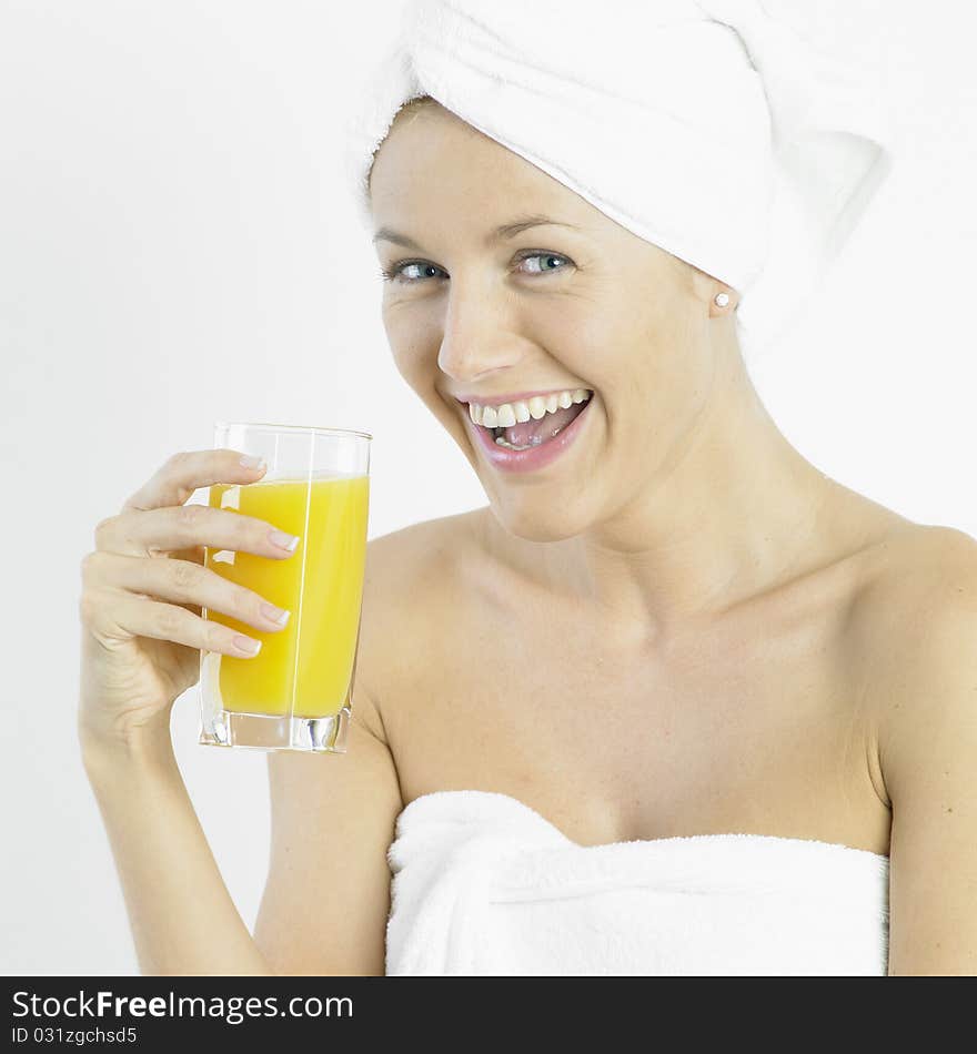 Woman with a glass of juice