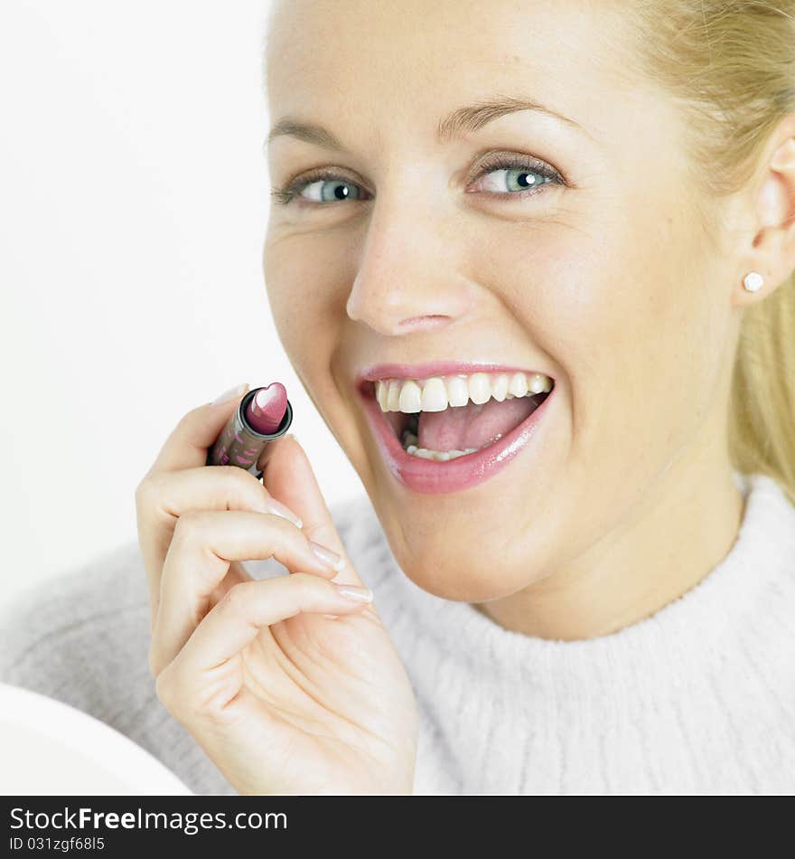 Portrait of young woman with lipstick. Portrait of young woman with lipstick