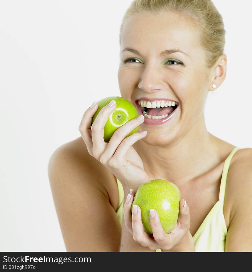 Woman with apples